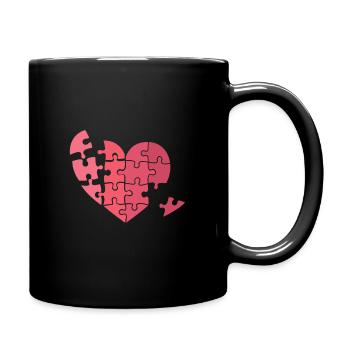 Puzzle Herz Valentinstag Zerbrochen Geschenkidee - Tasse einfarbig - Schwarz - Rechts