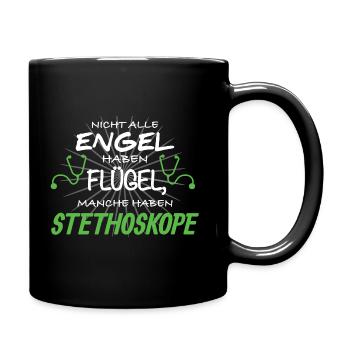 Engel Flügel Arzt Ärztin Stethoskop Medizin - Tasse einfarbig - Schwarz - Rechts