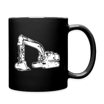 Bagger Baggerfahrer Baustelle - Tasse einfarbig - Schwarz - Rechts