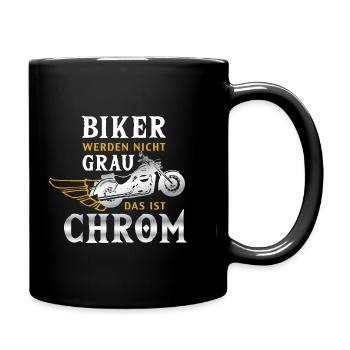 Motorrad Biker Rentner Chopper Chrom Geschenkidee - Tasse einfarbig - Schwarz - Rechts