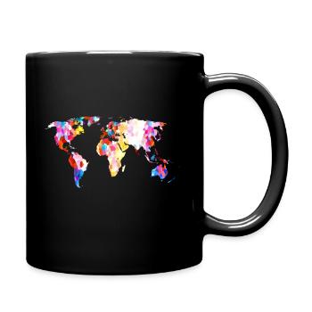 Bunte Welt Weltkarte Mosaik - Tasse einfarbig - Schwarz - Rechts