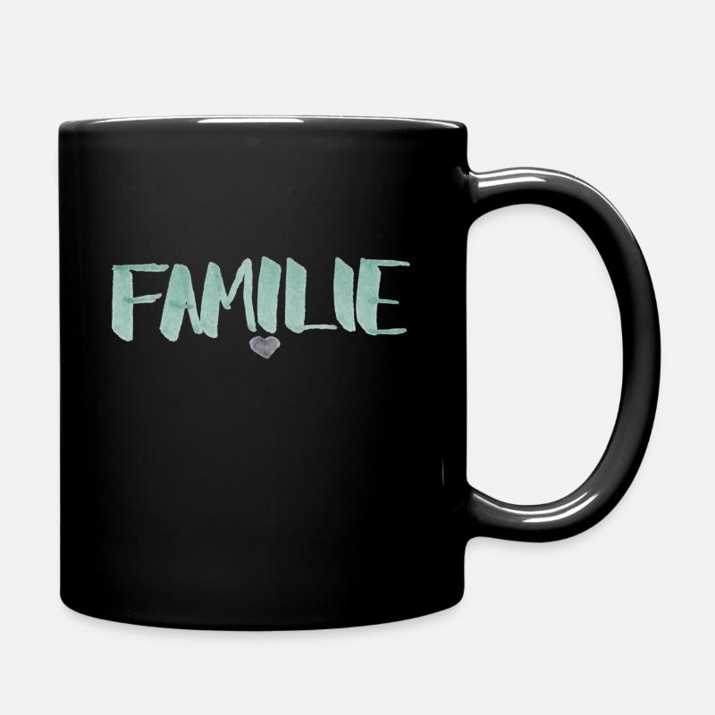 Familie mit Herz - Tasse einfarbig - Schwarz