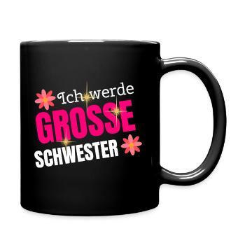 Schwangerschaft große Schwester - Tasse einfarbig - Schwarz - Rechts
