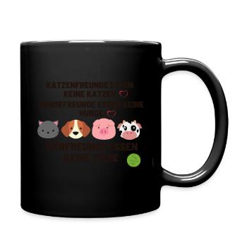 Katzenfreunde essen keine Katzen - Tasse einfarbig - Schwarz - Rechts