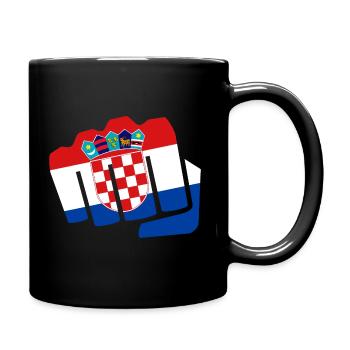 Kroatien Hrvatska Faust Boxen Boxer Flagge Fahne - Tasse einfarbig - Schwarz - Rechts