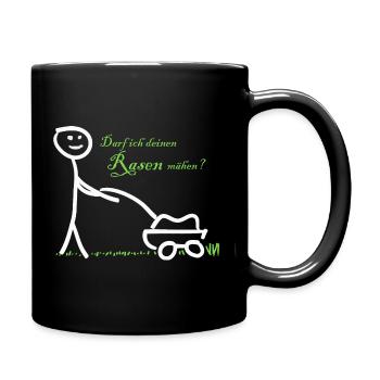 Darf ich deinen Rasen mähen - Tasse einfarbig - Schwarz - Rechts