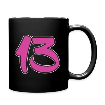 Number 13 years old year show proudly his girl - Full Colour Mug - black - Right
