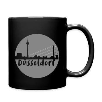 düsseldorf ,skyline,grey,circle, silhouette - Full Colour Mug - black - Right