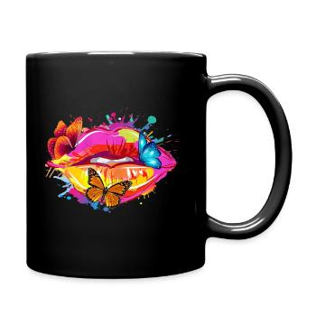 Kiss Mouth Smacker Gift Idea T-Shirt - Full Colour Mug - black - Right