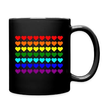 Herzen Regenbogen Farben Regenbogenfahne Herz - Tasse einfarbig - Schwarz - Rechts