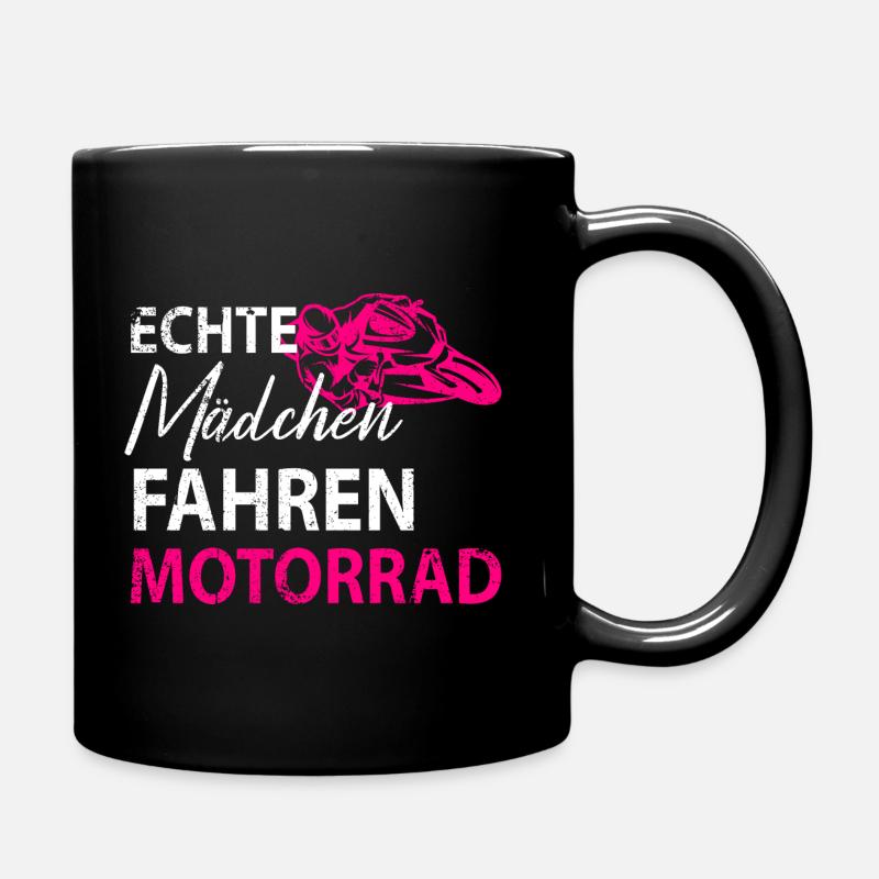 Motorrad Bikerin Motorradfahrerin Damen - Tasse einfarbig - Schwarz