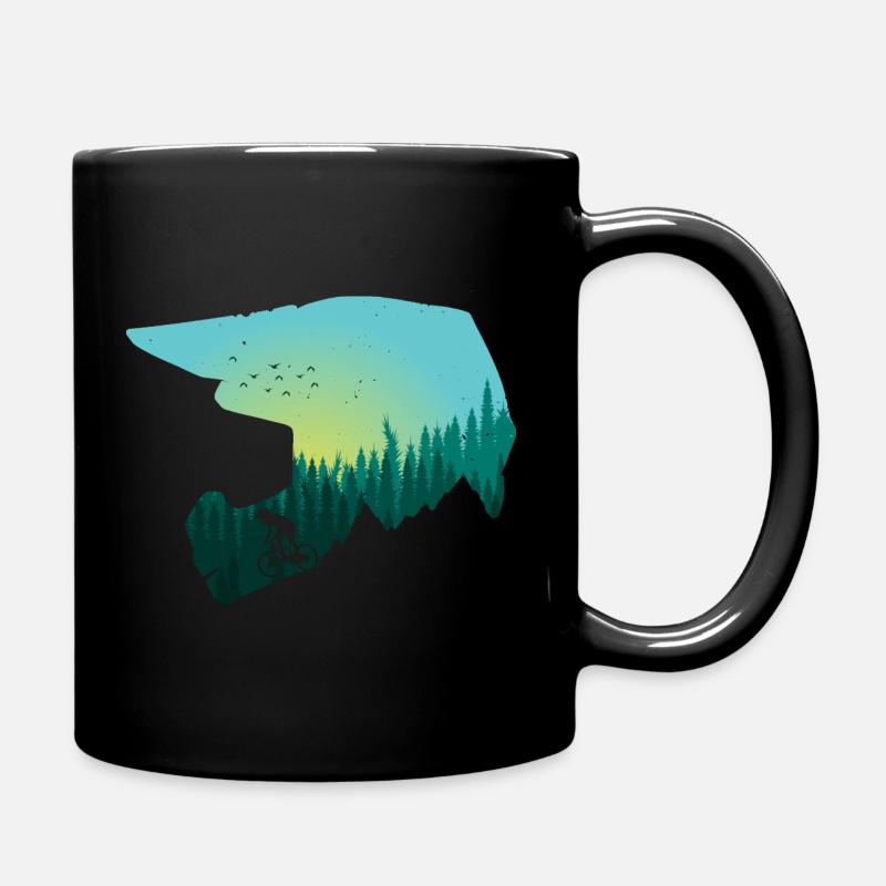 Downhill Trail MTB Wald Design - Tasse einfarbig - Schwarz