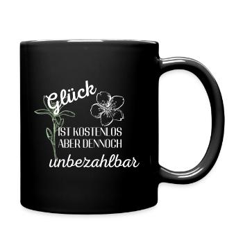 Glück - Tasse einfarbig - Schwarz - Rechts