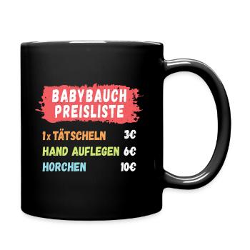 Babybauch Preisliste Schwangerschaft - Tasse einfarbig - Schwarz - Rechts