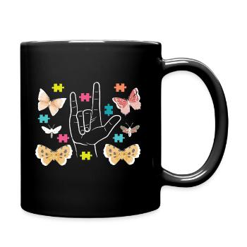 Butterflies Puzzles - Tasse einfarbig - Schwarz - Rechts