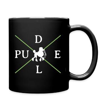 Klassisch schlichtes Pudelmotiv weiß / grün - Tasse einfarbig - Schwarz - Rechts