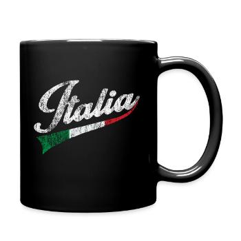 Schrift Italien, Farben Italienische Flagge Trikolore - Tasse einfarbig - Schwarz - Rechts
