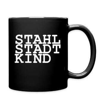 Stahlstadt Kind - Linz - Tasse einfarbig - Schwarz - Rechts