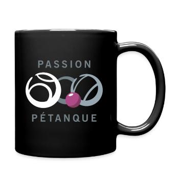 Passion Pétanque - cooles Design - Tasse einfarbig - Schwarz - Rechts