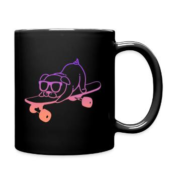 Skateboarding Hund Skateboard Tricks Skater - Tasse einfarbig - Schwarz - Rechts