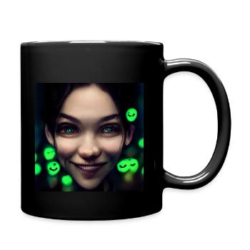 Dark creepy girl smiling face - Tasse einfarbig - Schwarz - Rechts