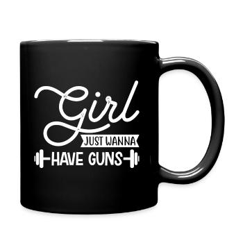Girl Just Wanna Have Guns - Funny Gym Saying - Full Colour Mug - black - Right