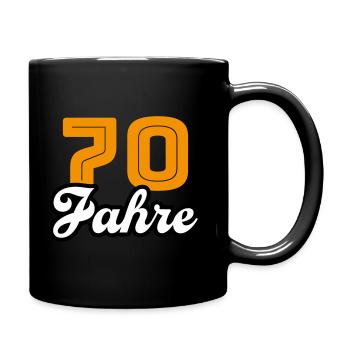 70 Jahre Jubiläum Geburtstag - Tasse einfarbig - Schwarz - Rechts