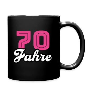 70 Jahre Jubiläum Geburtstag - Tasse einfarbig - Schwarz - Rechts