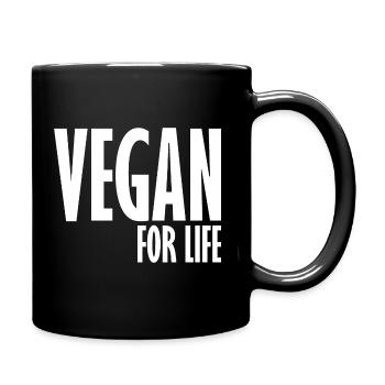Vegan For Life - Tasse einfarbig - Schwarz - Rechts