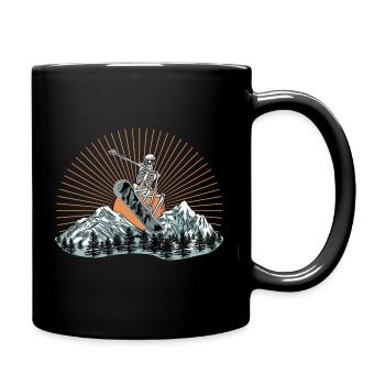 Human skeleton on snowboard snowboarding - Full Colour Mug - black - Right