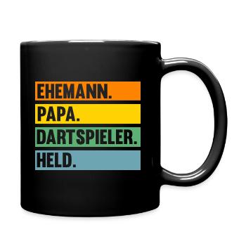Dart Papa Vater Dartsspieler Darts - Tasse einfarbig - Schwarz - Rechts