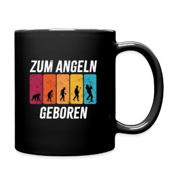 Angler Evolution - Zum Angeln geboren - Tasse einfarbig - Schwarz - Rechts