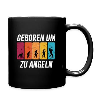 Geboren um zu Angeln - Angler Evolution - Tasse einfarbig - Schwarz - Rechts