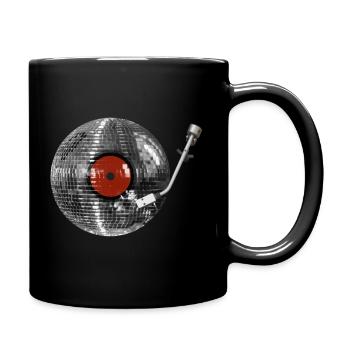 Discokugel als Schallplatte Musik DJ Party Print - Tasse einfarbig - Schwarz - Rechts