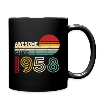 1958 Geschenk Geburtstag Jahrgang Spruch - Tasse einfarbig - Schwarz - Rechts