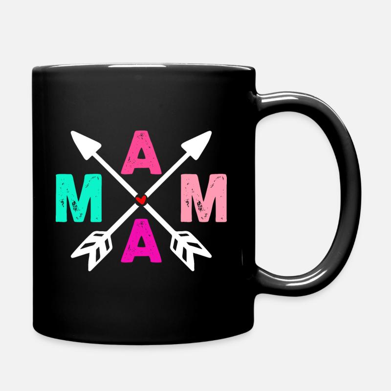 Mama Herz Pfeil - Tasse einfarbig - Schwarz