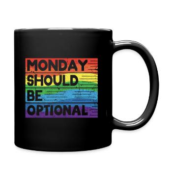 Monday should be optional vintage rainbow - Full Colour Mug - black - Right