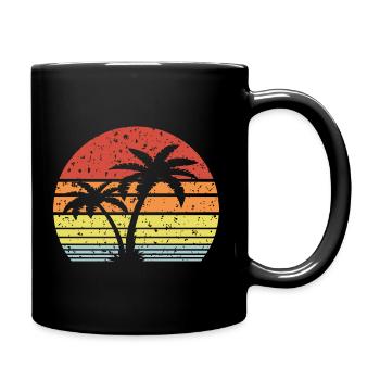 Retro Sonne Palmen - Tasse einfarbig - Schwarz - Rechts