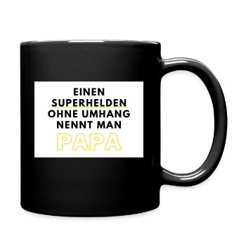 Einen Superhelden ohne Umhang nennt man Papa - Tasse einfarbig - Schwarz - Rechts