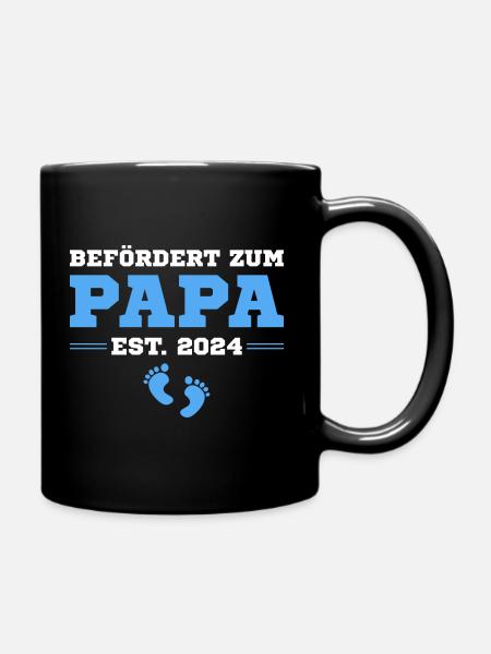 Schwangerschaftsverkündung 2024 Befördert zum Papa - Tasse einfarbig - Schwarz