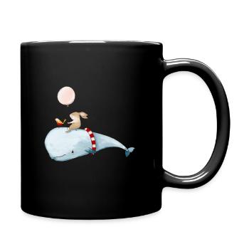 Abenteuer auf dem Wal - Tasse einfarbig - Schwarz - Rechts