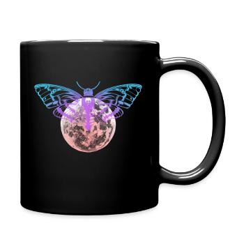 Drawing Moth and Full Moon / Skull Hawkmoth - Full Colour Mug - black - Right