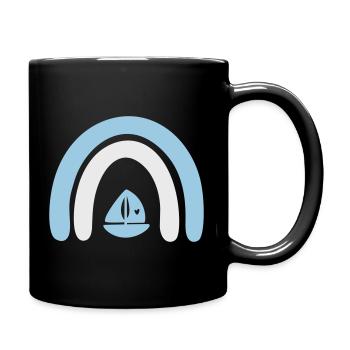 Regenbogen Segelboot - Tasse einfarbig - Schwarz - Rechts
