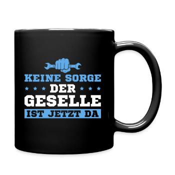 Der Geselle ist da Bestandene Gesellenprüfung - Tasse einfarbig - Schwarz - Rechts