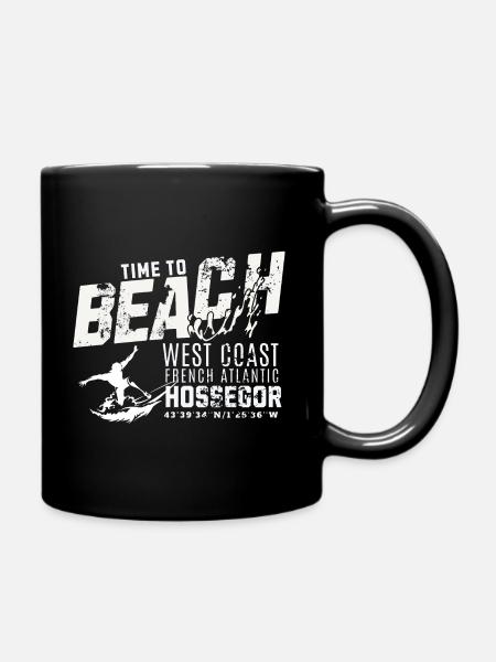 Hossegor Time to beach and surf - Mug uni - noir