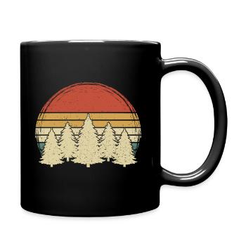 Vintage Forest Grunge Tree Retro Nature Sunset Trees - Full Colour Mug - black - Right