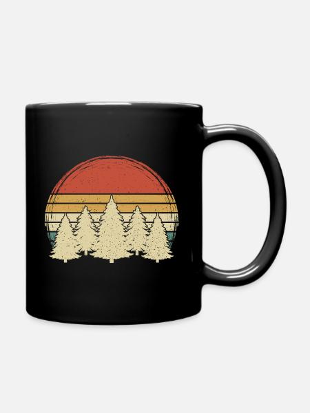 Vintage Wald Grunge Baum Retro Natur Sunset Bäume - Tasse einfarbig - Schwarz