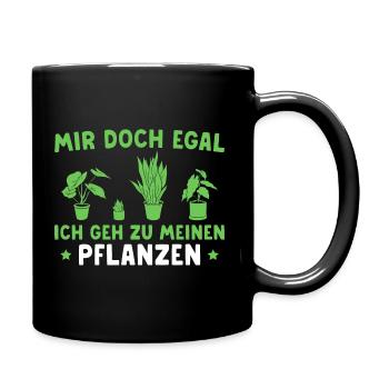 Gärtnern Mir doch egal Hobbygärtnerin Geschenk - Tasse einfarbig - Schwarz - Rechts