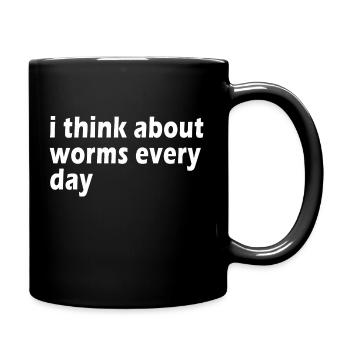 Je pense aux vers tous les jours Citation drôle - Mug uni - noir - Droite