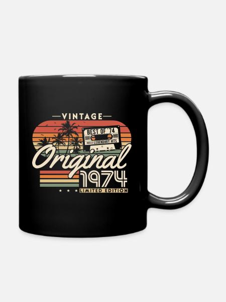 1974 Jahrgang Vintage Retro Geburtstag Geschenk - Tasse einfarbig - Schwarz